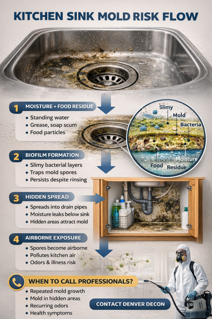 infograph showing how mold affects the kitchen