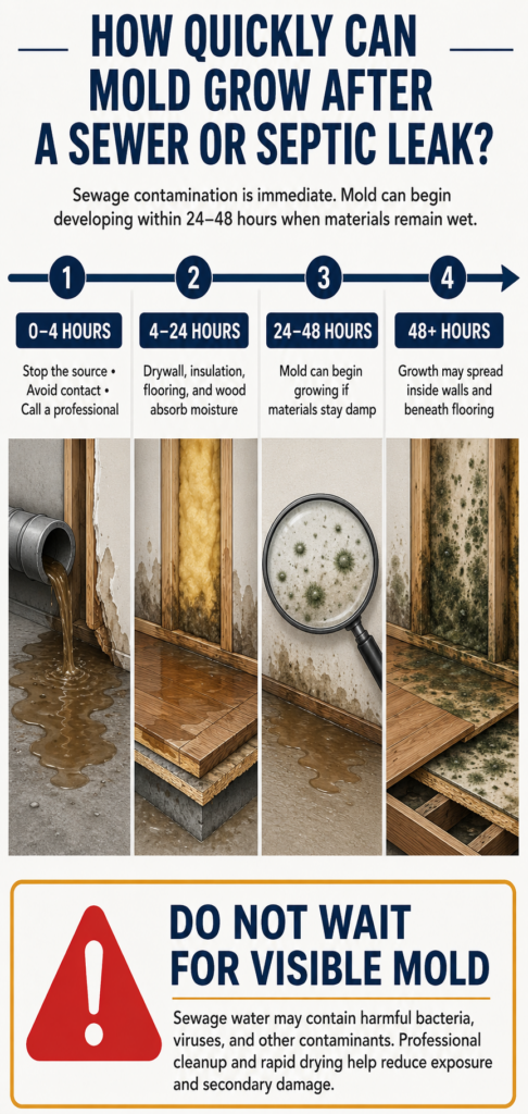 infograph of how long until visible mold?